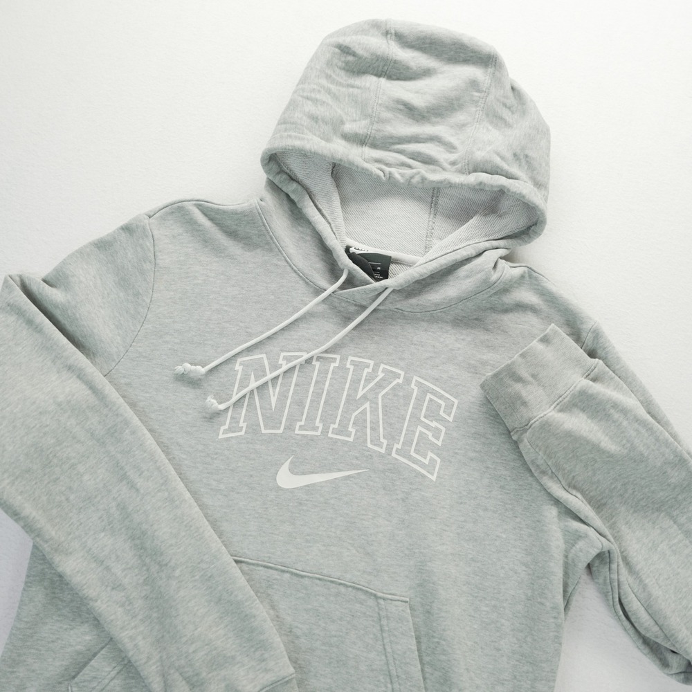 Nike Kids Grey Heather Varsity Logo Pullover Hoodie Sweatshirt Size Medium M